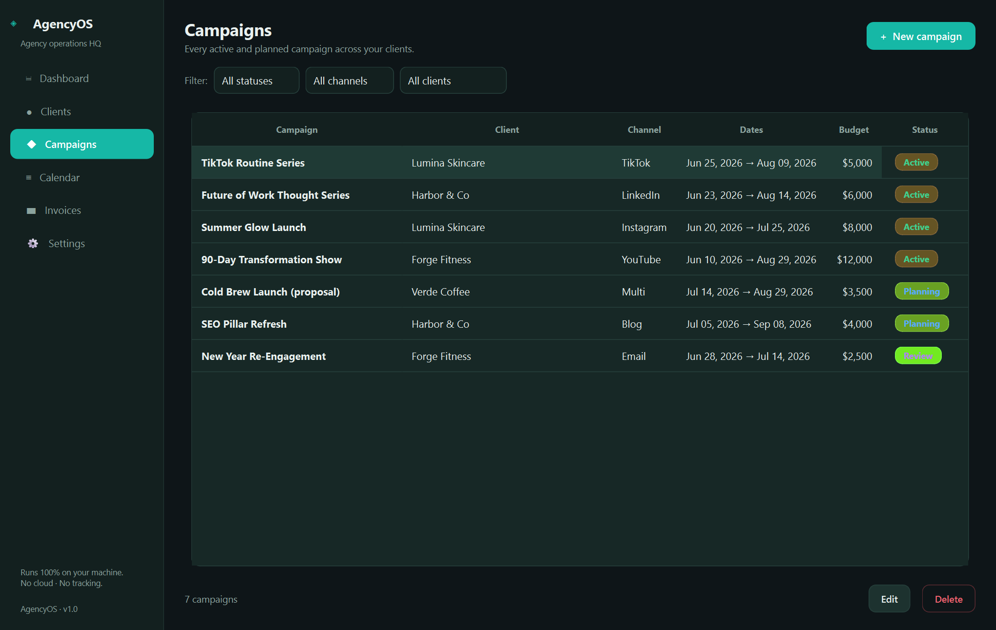 AgencyOS campaigns — A native, offline operations hub for boutique marketing and content agencies.