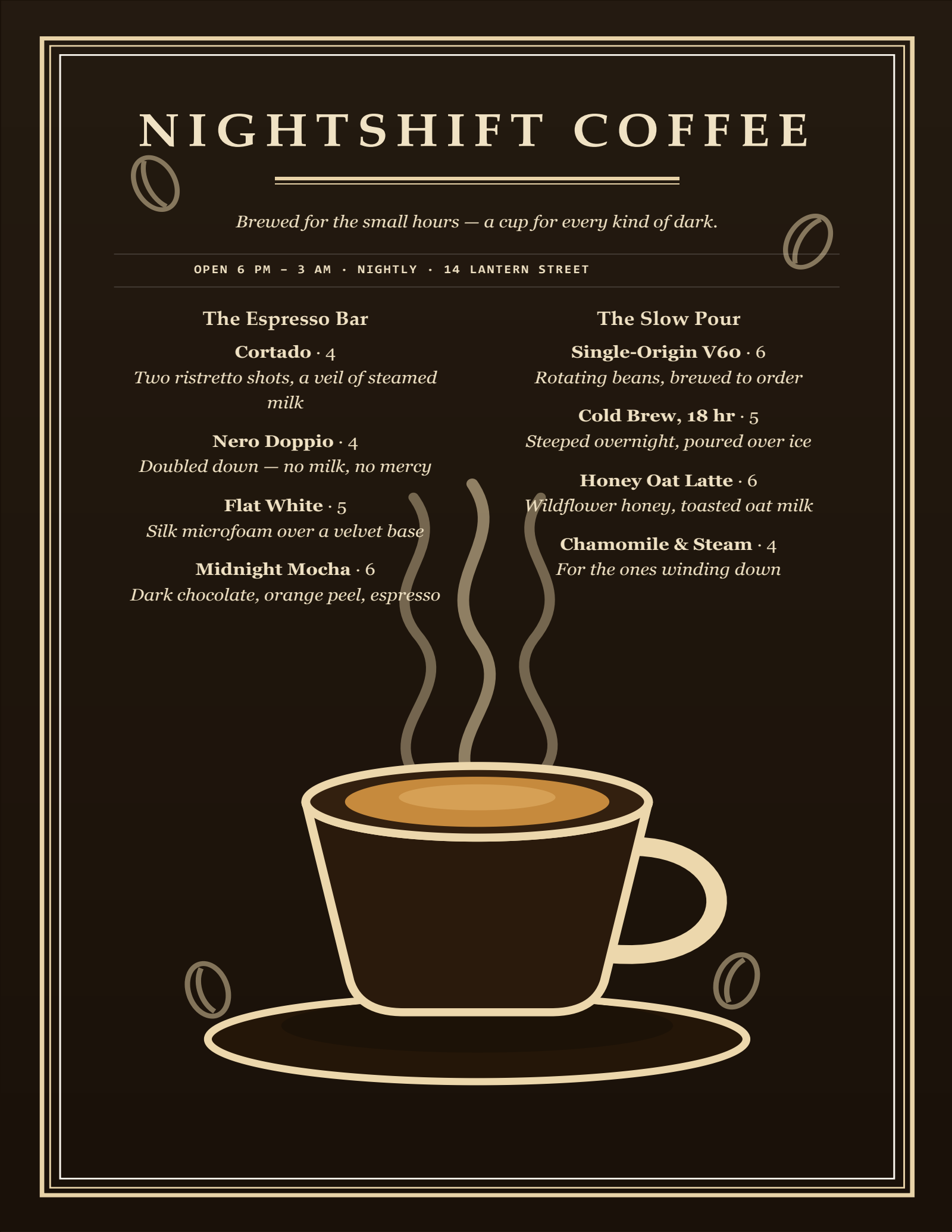 PagePress cafe menu — Turn a plain request into a beautifully designed document — powered by an AI that runs entirely on your own machine.