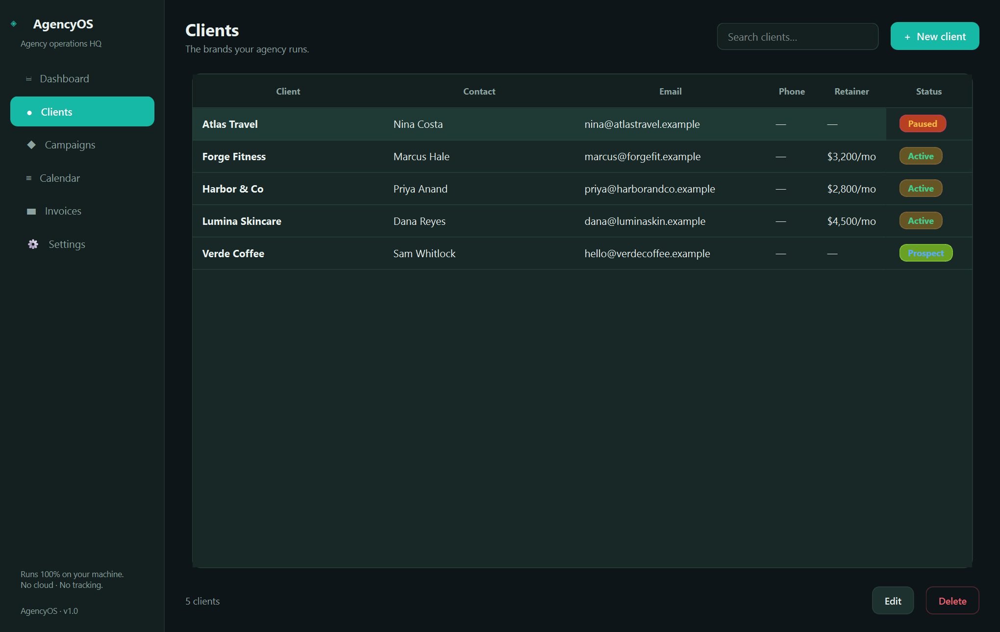 Xardas Agency clients — A native, offline operations hub for boutique marketing and content agencies.